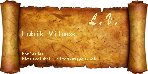 Lubik Vilmos névjegykártya